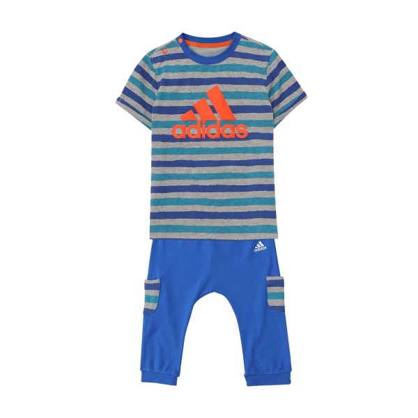 adidas阿迪达斯童装2017夏季新款男婴童短袖运动套装BJ8099