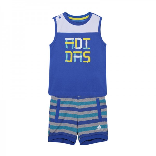 adidas阿迪达斯童装夏季新款男婴童短袖T恤运动套装BJ8103