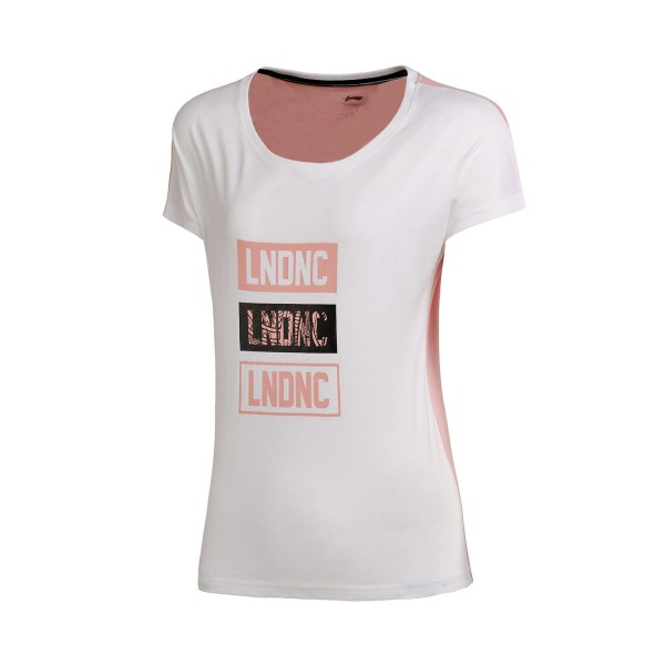LINING李宁短袖T恤女士运动时尚系列吸湿纯棉圆领运动衣短装夏季运动服AHSM154